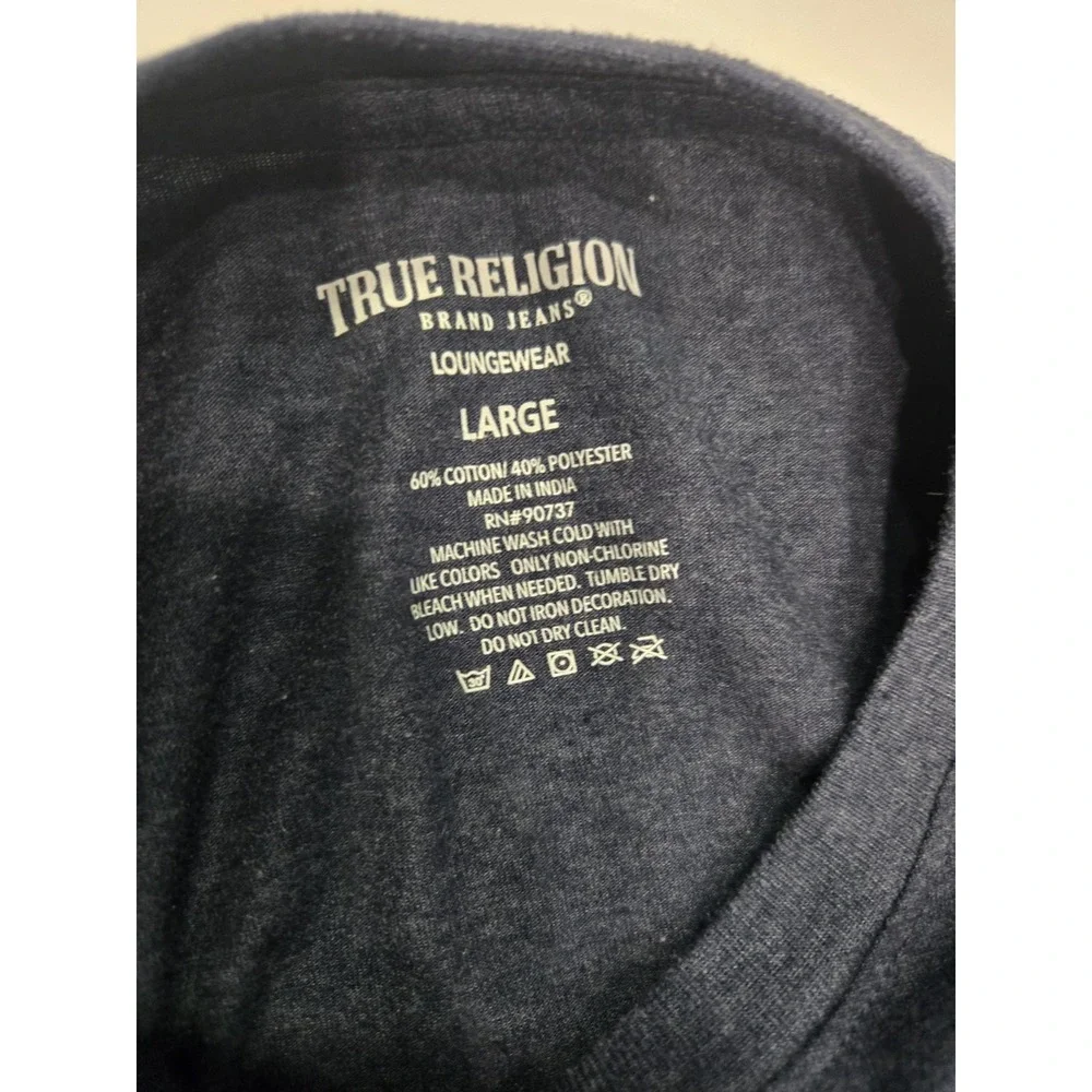 True Religion Men's Lounge T-Shirt Large Blue Heather Horseshoe‎ Logo RN 90737